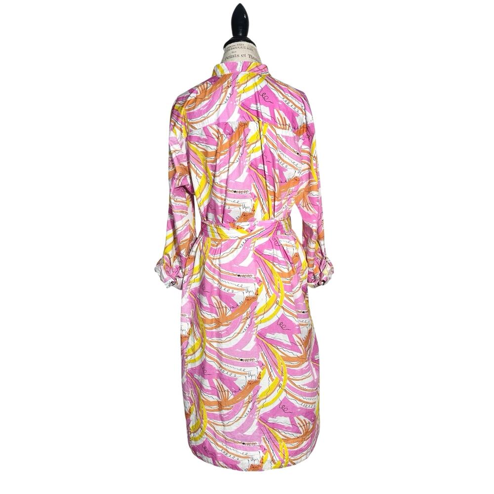 Vera for Anthropologie | Women | Pink Tropical Confetti Midi Shirt Dress | XL - Picture 3 of 12